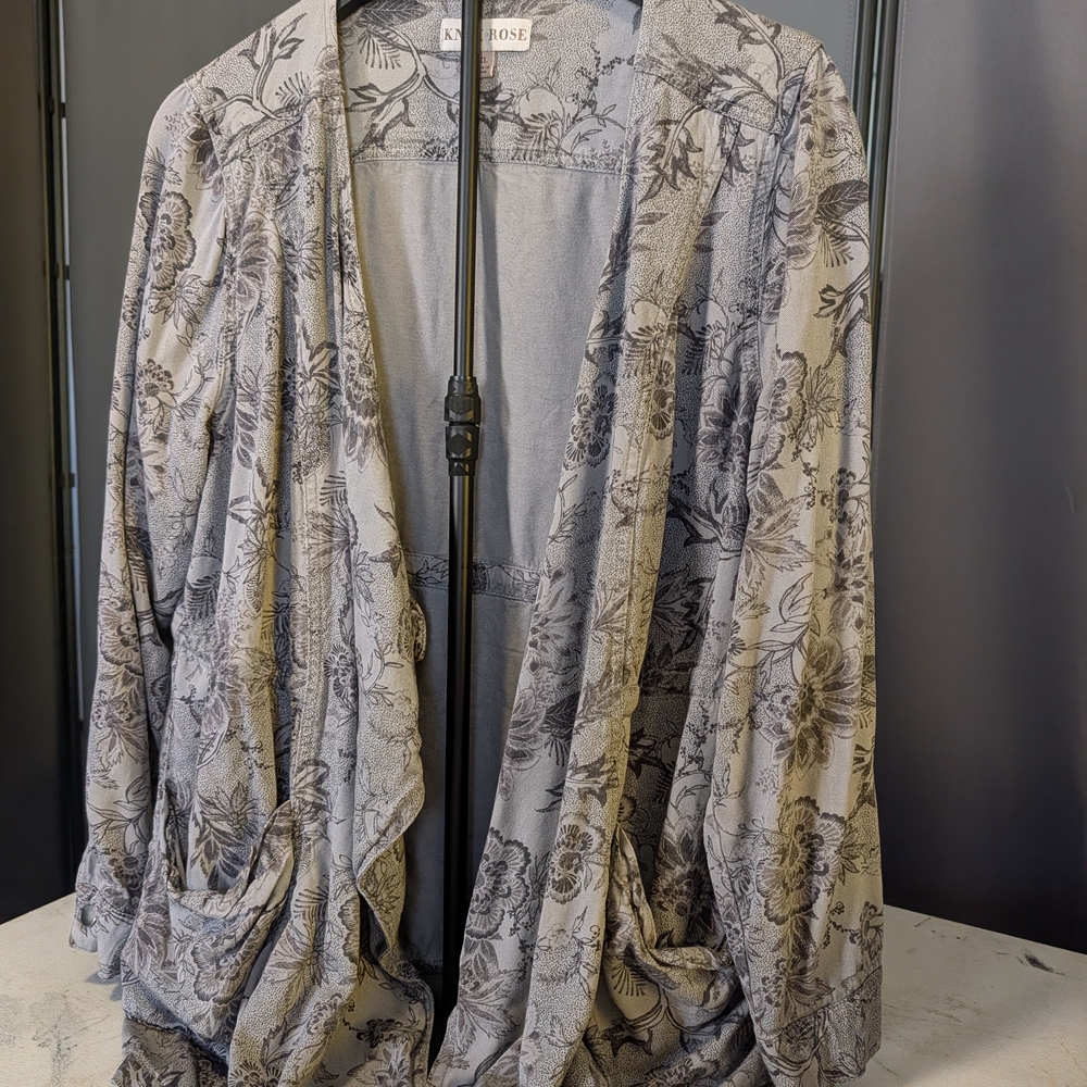 Knox Rose Floral Gray Cardigan